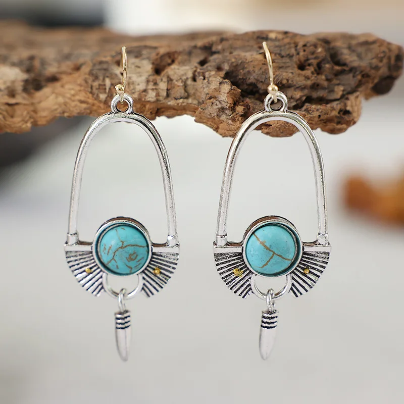 TURQUOISE DROP EARRINGS WITH STONE - Kingman Turquoise Cabochon Earrings for Women Bohemian Accessories Middle Eastern Jewellery
TURQUOISE DROP EARRINGS WITH STONE - Kingman Turquoise Cabochon Earrings for Women Bohemian Accessories Middle Eastern Jewellery