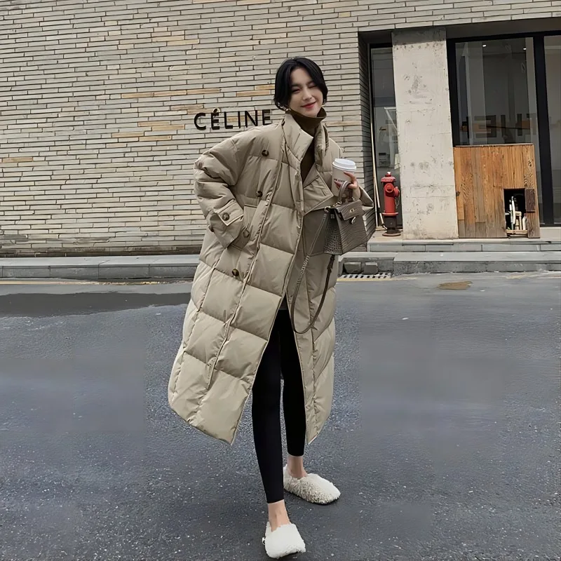 Stand Collar Windproof Coats Winter Women Buttons Big Pockets Long Parka Thickened Warmer Cotton Jacket Korean Puffer Jacket
Stand Collar Windproof Coats Winter Women Buttons Big Pockets Long Parka Thickened Warmer Cotton Jacket Korean Puffer Jacket