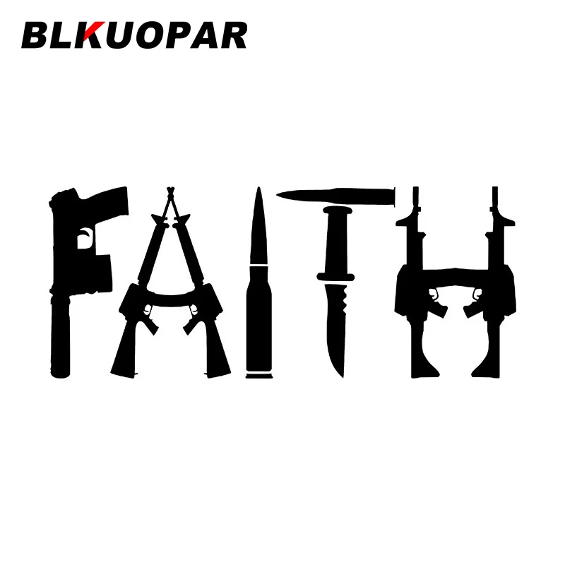 

Наклейки на автомобиль с изображением оружия BLKUOPAR Faith, креативная виниловая наклейка, устойчивая к царапинам, высечка, мотоцикл, бампер, автомобильные аксессуары