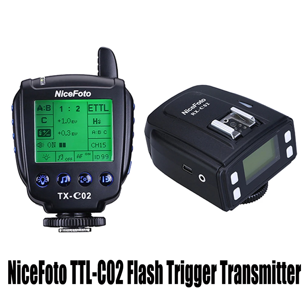 

NiceFoto TTL-N02 TTL-C02 Wireless Flash Remote TTL Trigger Kit with LCD HD Display for NiceFoto N6 N4 Nikon Canon DSLR Camera