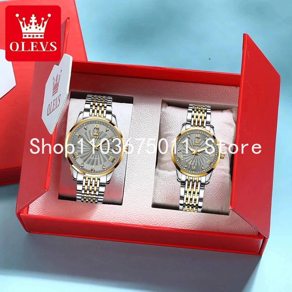 

OLEVS Top Automatic Couple Watch Fashion Whirlwind Dial Calendar Waterproof Watches Luxury Brand Mechanical Watch for Men Women