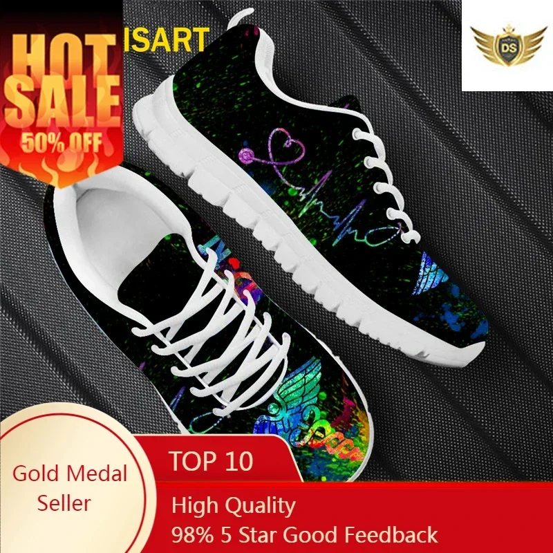 

New Nurse Shoes For Women Heart Beat Brand Design BreathLadies Sneakers Flats Zapatos Mujer 46 Size Dropshipping