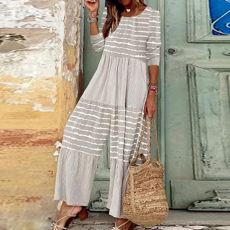 Women Clothing Striped Patchwork Jumpsuits Fashion O Neck Pleated Wide Leg Playsuits 2023 Fall Street Long Sleeve Loose Rompers
Women Clothing Striped Patchwork Jumpsuits Fashion O Neck Pleated Wide Leg Playsuits 2023 Fall Street Long Sleeve Loose Rompers