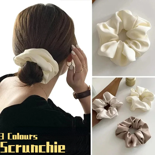 Chouchous en satin surdimensionnés pour femmes et filles, élastiques à cheveux, porte-queue de cheval, grandes bandes de cheveux, accessoires pour cheveux 1