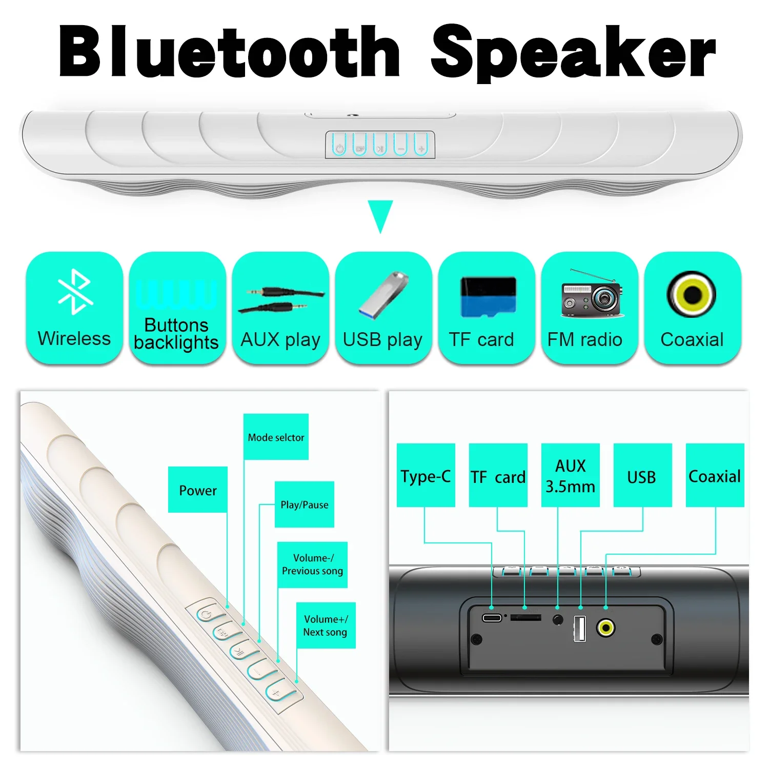 

BS-21 High Quality Triple EQ Sound Effect Color Bluetooth Speaker Home Computer TV Sports Native Live Board Outdoor Sound System
