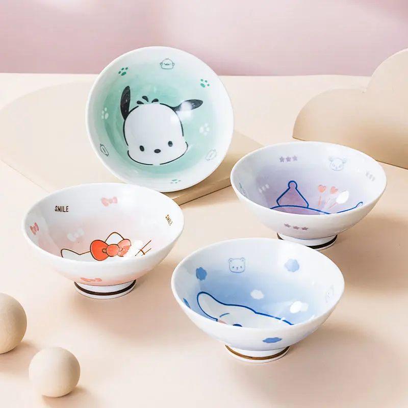 

Hello Kitty Cinnamoroll Kawaii Sanrio мультфильм керамическая миска Ins Милая Kuromi аниме столовая посуда рисовая миска подарки для девочек