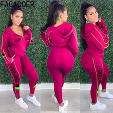 FAGADOER Casual Sport Hoodies Two Piece Sets Women Lucky Label Letter Print Zipper Coat + Skinny Pants Outfits Female Activewear
FAGADOER Casual Sport Hoodies Two Piece Sets Women Lucky Label Letter Print Zipper Coat + Skinny Pants Outfits Female Activewear