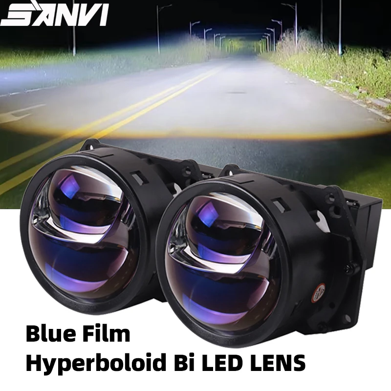 

SANVI BI LED Lense For Car Headlight Ice Lenses Hyperboloid Auto Projector Light With Blue Film For Hella 3r G5 22700Lux RHD LHD