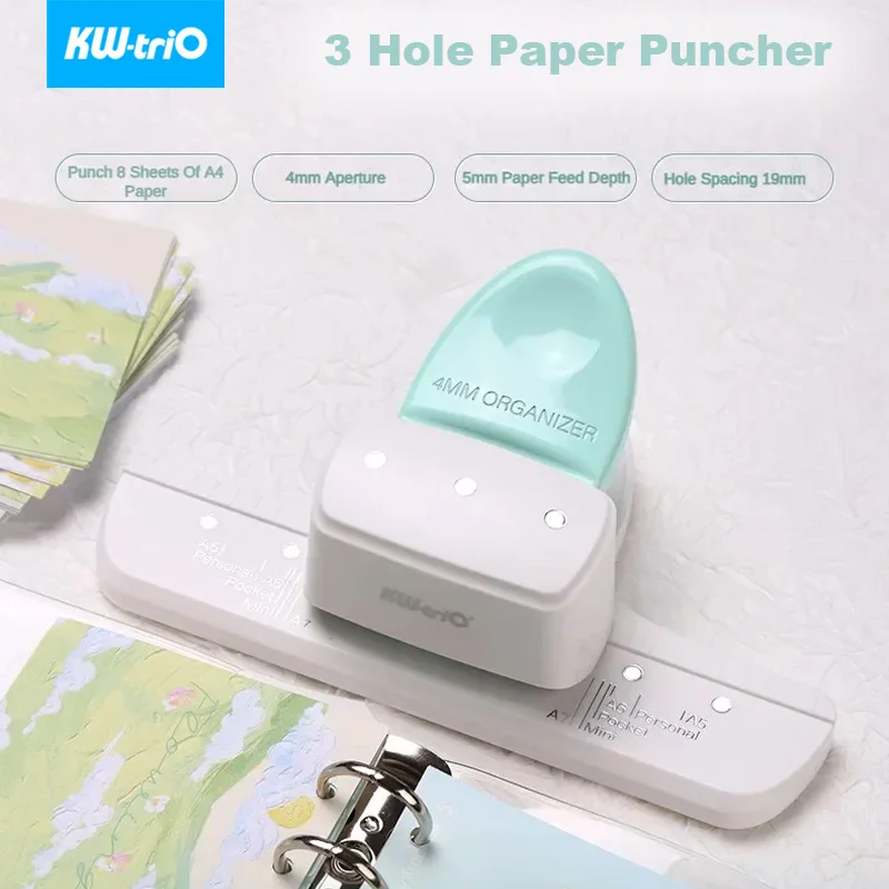 

3 Holes 4mm Hole Puncher For DIY Handicrafts Card A5 A6 A7 Loose Leaf Paper Hole Punch Creative Stationery Tools Office Gadgets