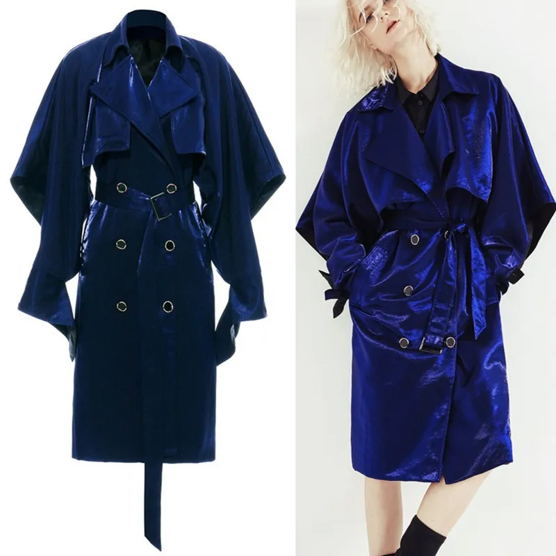 Fashion Spring Autumn New ladies windbreaker shine irregular flash lapel double-breasted medium long windbreaker cocoon coat
Fashion Spring Autumn New ladies windbreaker shine irregular flash lapel double-breasted medium long windbreaker cocoon coat