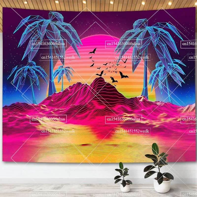 

Punk Cityscape Scenery Tapestry Trippy Mountains Sunsets Tapestries For Bedroom Wall Hanging Aesthetic Room Decor Wallpapers