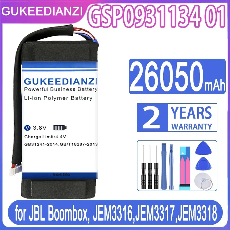 

GSP0931134 01 26050mAh GUKEEDIANZI Replacement Battery for JBL Boombox, JEM3316,JEM3317,JEM3318 Batteria + Free Tools