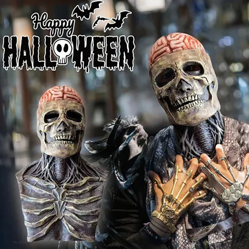 Horror Full Face Mask Of A Skull Leaking Brains Haunted House Helmet Carnival Halloween Party Costume Props
Horror Full Face Mask Of A Skull Leaking Brains Haunted House Helmet Carnival Halloween Party Costume Props