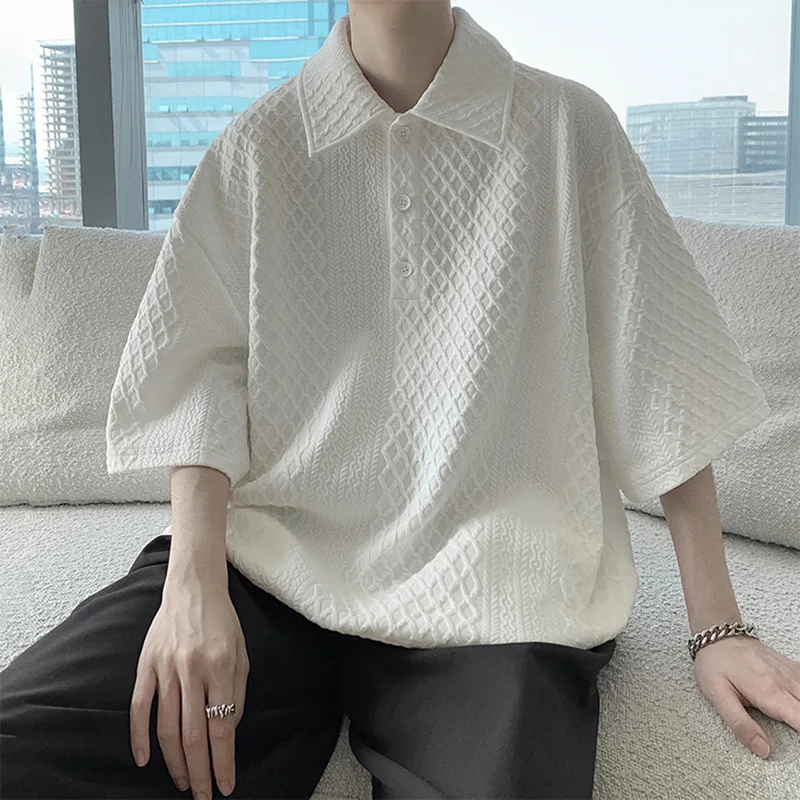 EBAIHUI Men's Solid Color Waffle T-shirt Korean Casual Lapel Male T Shirt Summer Loose Short Sleeved Top
EBAIHUI Men's Solid Color Waffle T-shirt Korean Casual Lapel Male T Shirt Summer Loose Short Sleeved Top