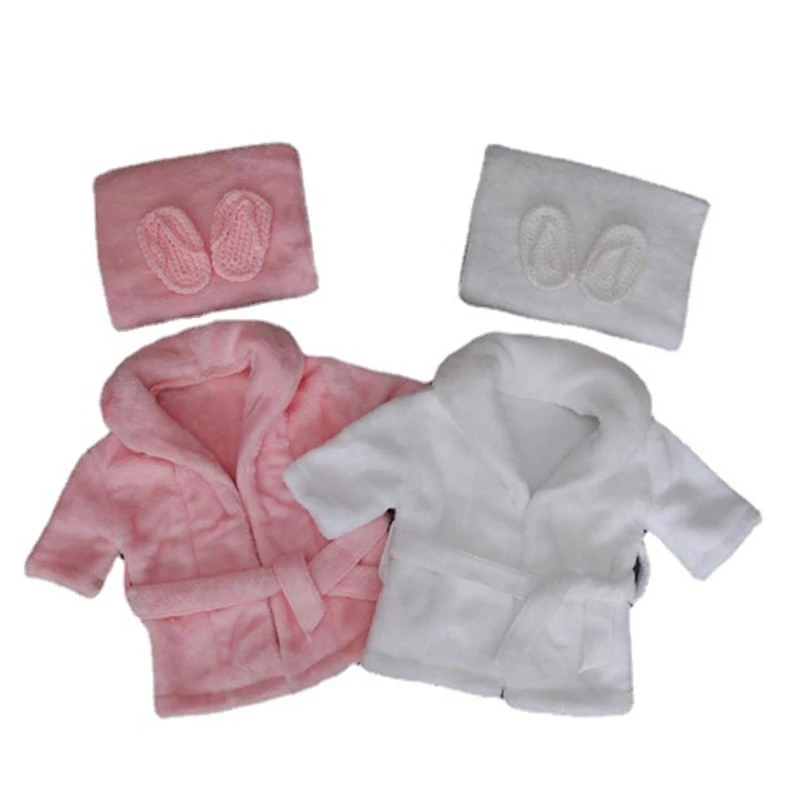 

Y1UB Newborn Photography Props Bathrobes Girl Photo Outfit Baby Posing Costume Bath Robe Set
