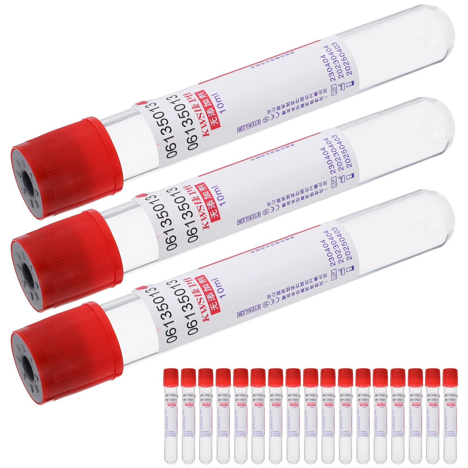 

100 Pcs 10ml Blood Collection Tube Glass Tubes Negative Pressure Disposable Experiment Test with Lids Vacuum Collector