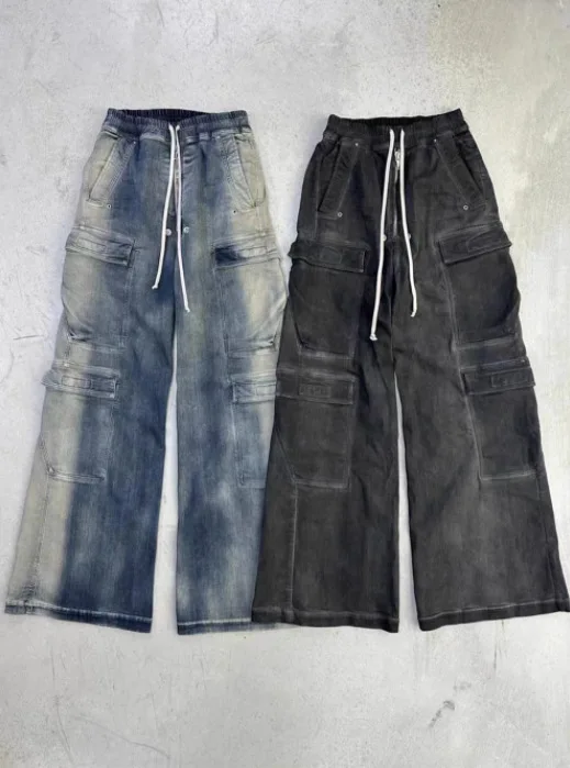 

High Street Rick Pants for Men Y2k Clothes Men Wide-legged Pants Cargo Pants for Women Ro Owens Higher Quality Clothing
