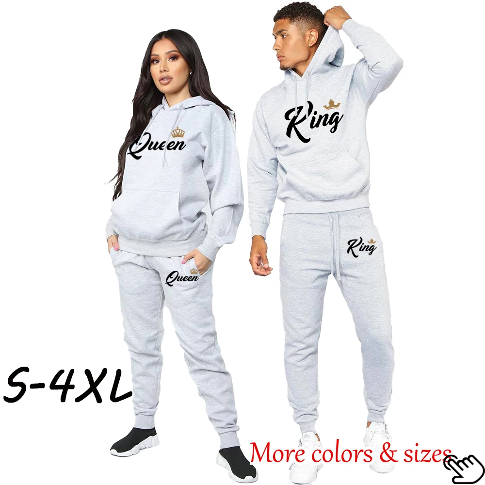 2022 Fashion Couple Sportwear Set KING or QUEEN Printed Lover Hooded Suits Hoodie and Pants 2pcs Set Streetwear Men Women Cloths
2022 Fashion Couple Sportwear Set KING or QUEEN Printed Lover Hooded Suits Hoodie and Pants 2pcs Set Streetwear Men Women Cloths