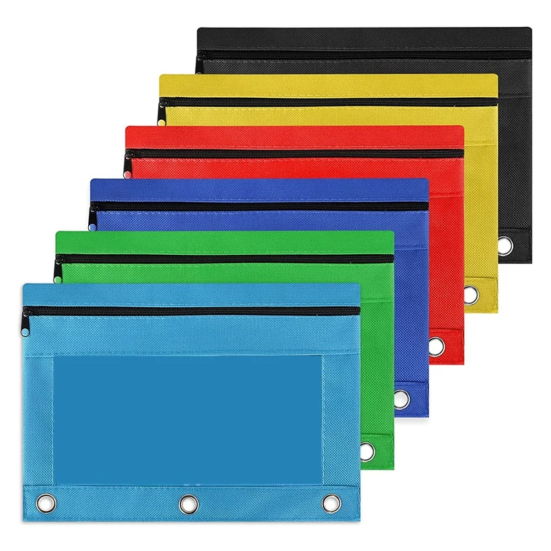 6 Pack 3 Ring Zipper Pencil Pouch Colorful Fabric Pencil Case Sturdy And Durable Binder Pouch With Clear Window Suitable
6 Pack 3 Ring Zipper Pencil Pouch Colorful Fabric Pencil Case Sturdy And Durable Binder Pouch With Clear Window Suitable