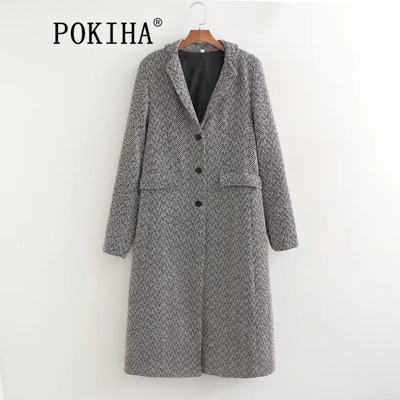 Pokiha Fashion Women New Winter Elegant Front Button Woolen Coat Vintage With Pockets Long Sleeve Female Outerwear Chic Overcoat
Pokiha Fashion Women New Winter Elegant Front Button Woolen Coat Vintage With Pockets Long Sleeve Female Outerwear Chic Overcoat