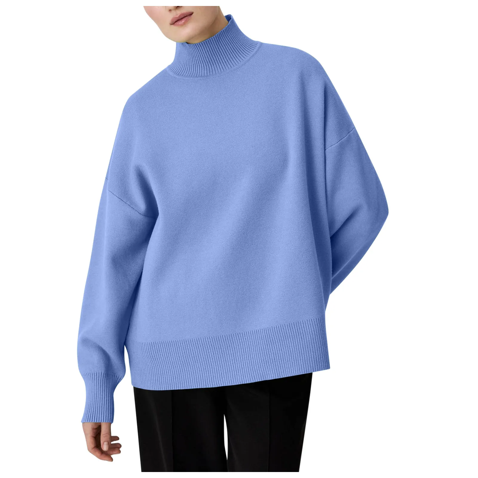 

Lady clothing 2023 new arrivals Women's High -necked Sweater Solid Color Knitted Pullovers Temperament Turtleneck Bottom Shirt