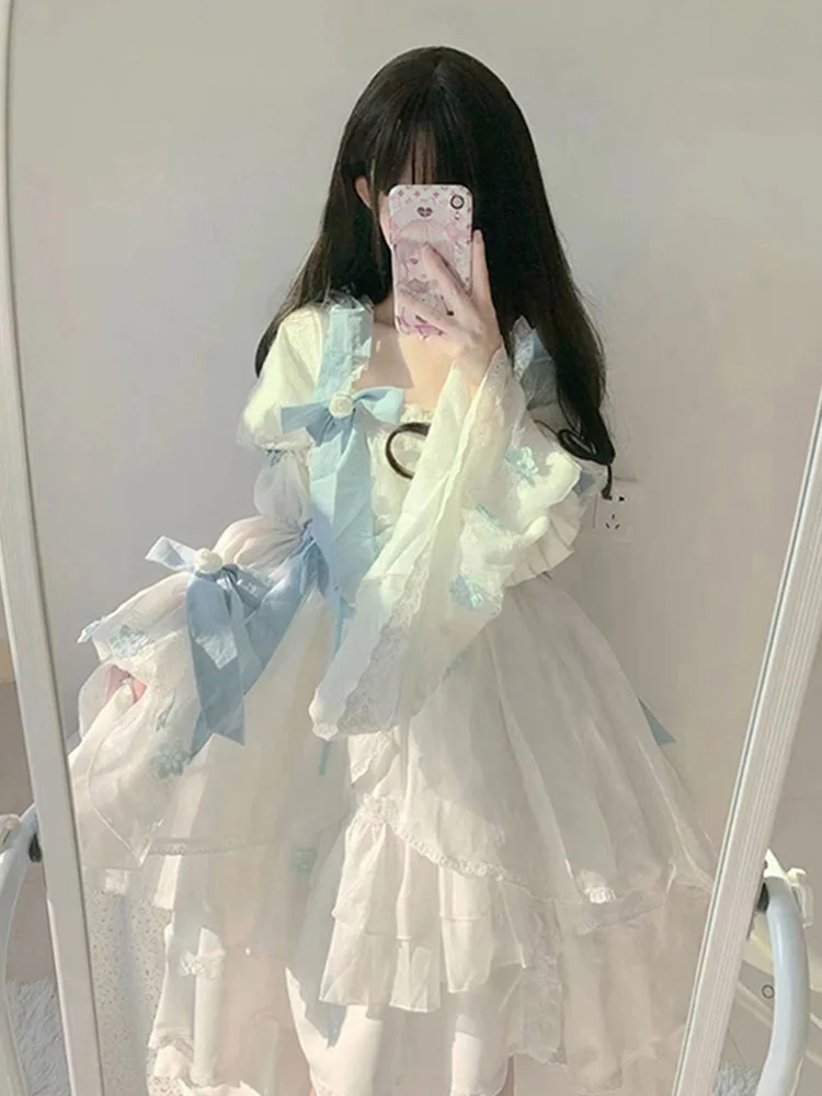 

[Second hair]Escaping Princess White Moonlight Lolita Dress Fairy Jacquard Lolita Bow