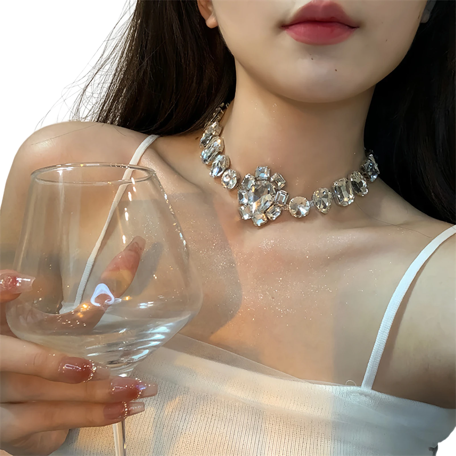 

Rhinestone Necklace for Women Personality Wedding Party Collar Necklace for Bridesmaid Wedding Masquerade