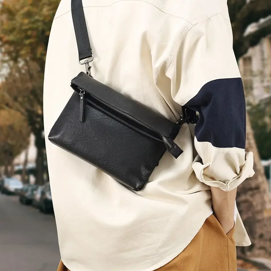 

New Multifunctional Casual Men's Bag Cowhide Small Bag Male Leather Trend Single Shoulder Messenger Bag High-end Men's Bag