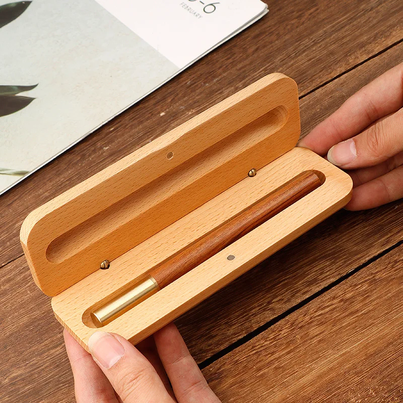 

8PCS Nature Color Wood Pen Holder Handmade Wooden Pencil Case Folding Storage Box For Writing Materials Office School Supplies
