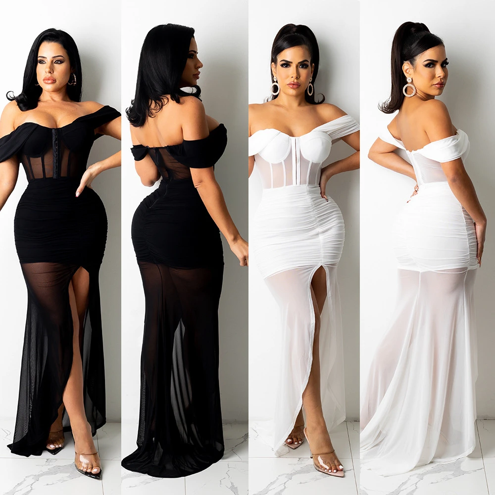 Summer European and American Women's Clothing Sexy Nightclub Club Open Back Mesh Split Dress Tight Zipper Elegant Evening Dress
Summer European and American Women's Clothing Sexy Nightclub Club Open Back Mesh Split Dress Tight Zipper Elegant Evening Dress