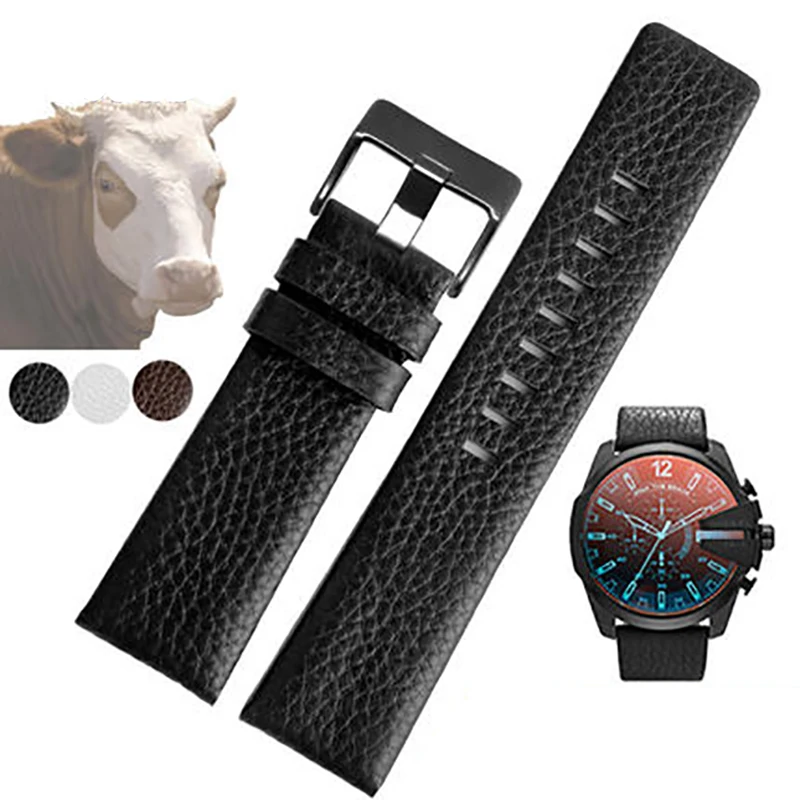 

24mm 26mm 28mm Genuine Leather Watchband Watch Belt For Diesel Strap DZ1657 DZ1405 DZ1206 DZ4323 DZ7313 DZ7257 Male Black Brown