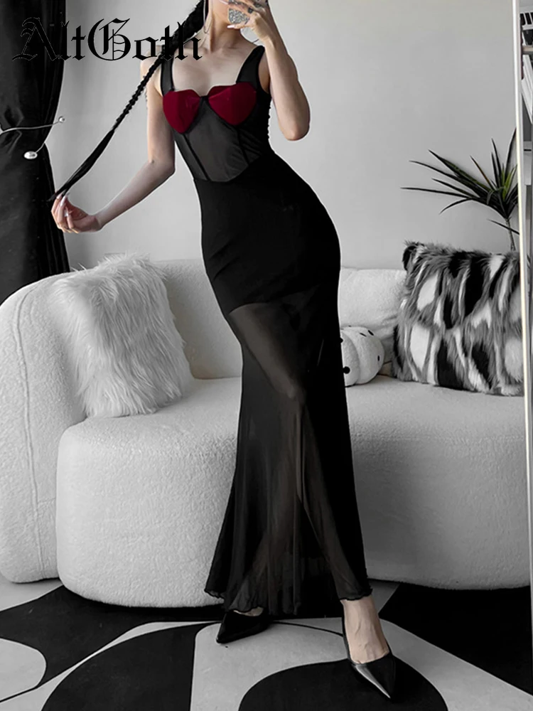 AltGoth Aesthetic Elegant Dress Women Y2k Gothic Dark Fairycore Grunge Heart Patchwork High Waist See Through Midi Dress Female
AltGoth Aesthetic Elegant Dress Women Y2k Gothic Dark Fairycore Grunge Heart Patchwork High Waist See Through Midi Dress Female