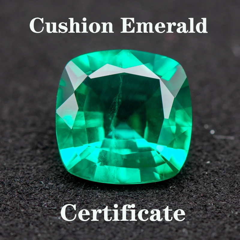 

Lab Grown Colombia Emerald Cushion Charms Gemstone Extremely Shiny Quality DIY Ring Necklace Earrings Main Materials Certificate