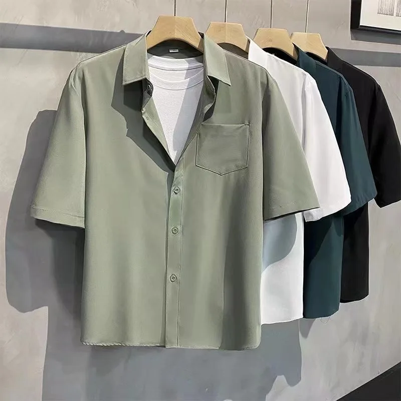 Men's Loose Ice Silk Drape Solid Color Shirt Short Sleeve Summer Handsome Coat Outer Coat Casual White Shirt
Men's Loose Ice Silk Drape Solid Color Shirt Short Sleeve Summer Handsome Coat Outer Coat Casual White Shirt