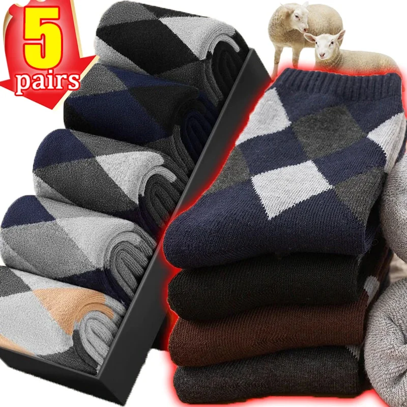 5pairs Winter Warm Grid Men Thicken Keep Warmer Long Stocking Retro Non-slip Knitted Thermal Snow Casual Business Socks
5pairs Winter Warm Grid Men Thicken Keep Warmer Long Stocking Retro Non-slip Knitted Thermal Snow Casual Business Socks