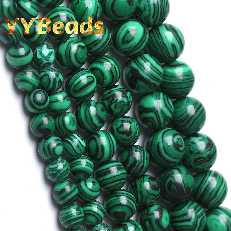 

A+ Green Malachite Jaspers Beads Natural Stone For Jewelry Making Round Loose Beads DIY Bracelet Necklace 4 6 8 10 12mm 15" Inch