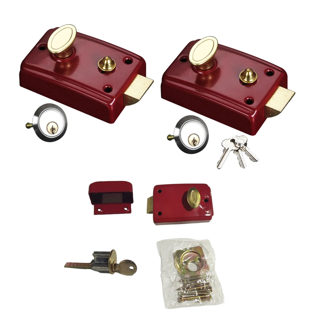 

Wear-resistant Deadbolt Rim Lock Vintage Front House Padlocks Gate Bolt Heavy-Duty Tongue Mortise Open With Key Type 1