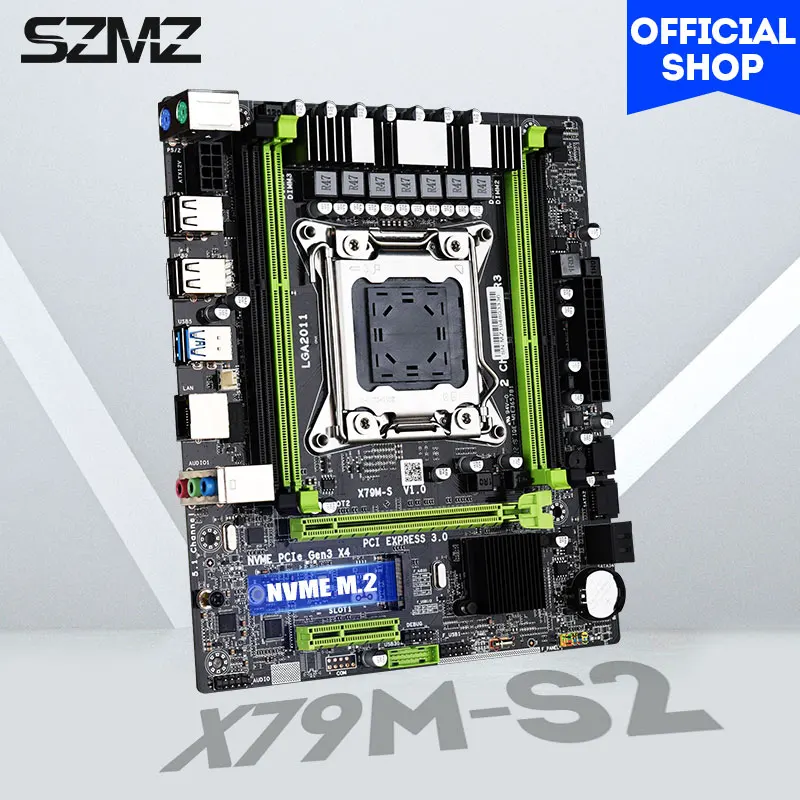 Фото SZMZ X79M-S 2 0 игровая материнская плата LGA 2011 поддержка Xeon E5 V1 V2 Kit 4 * DDR3 двухканальная