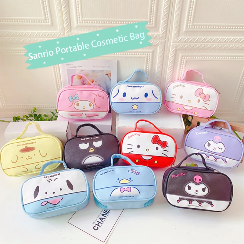 

Hello Kitty MINISO Kawaii Cartoon Cosmetic Bag Travel Toiletry Bag Cute Anime My Melody Cinnamoroll Kuromi Student Pencil Case
