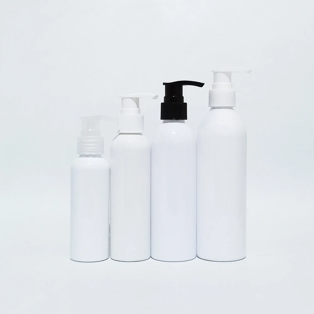 

30pcs 100ml 150ml 200ml 250ml Empty Plastic White Bottle With Lotion Pump For Shower Gel Liquid Soap Shampoo Cosmetic packaging