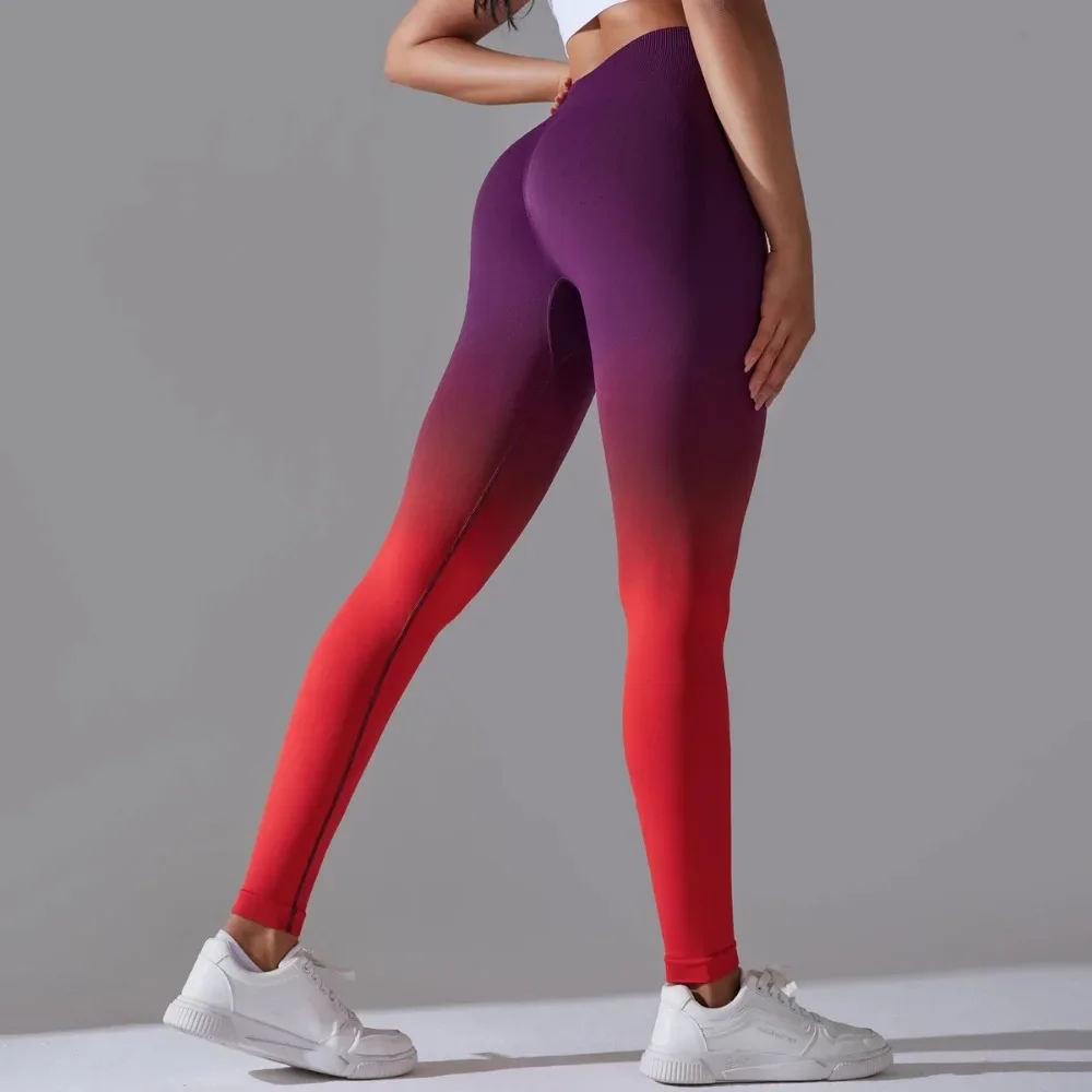 

Women's Gradual Change Yoga Leggings High Waisted Gym Sport Pants Female Seamless Fitness Leggins Tummy Control Running Training