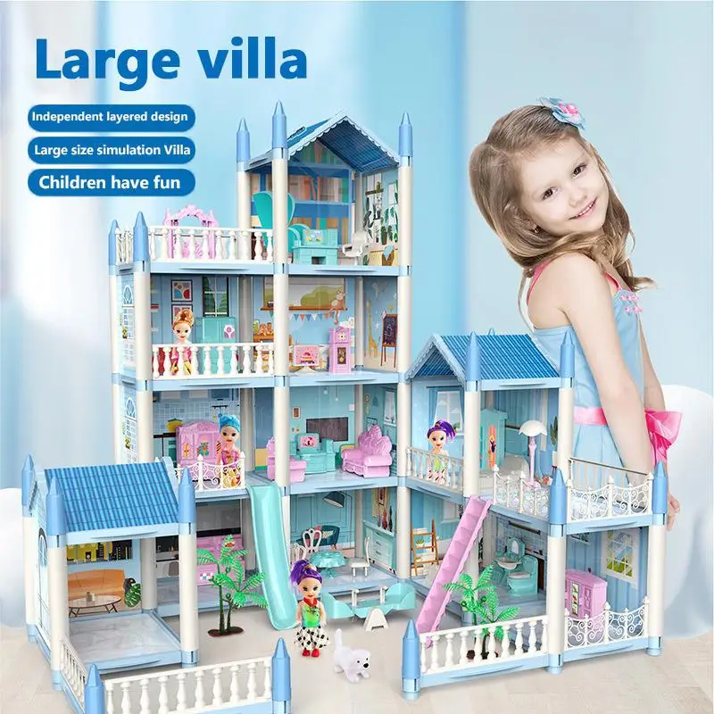 

Большой кукольный домик «сделай сам», набор для детей, кукольная мебель, миниатюрный дом для кукол, виллы, рождественские подарки, детские игрушки