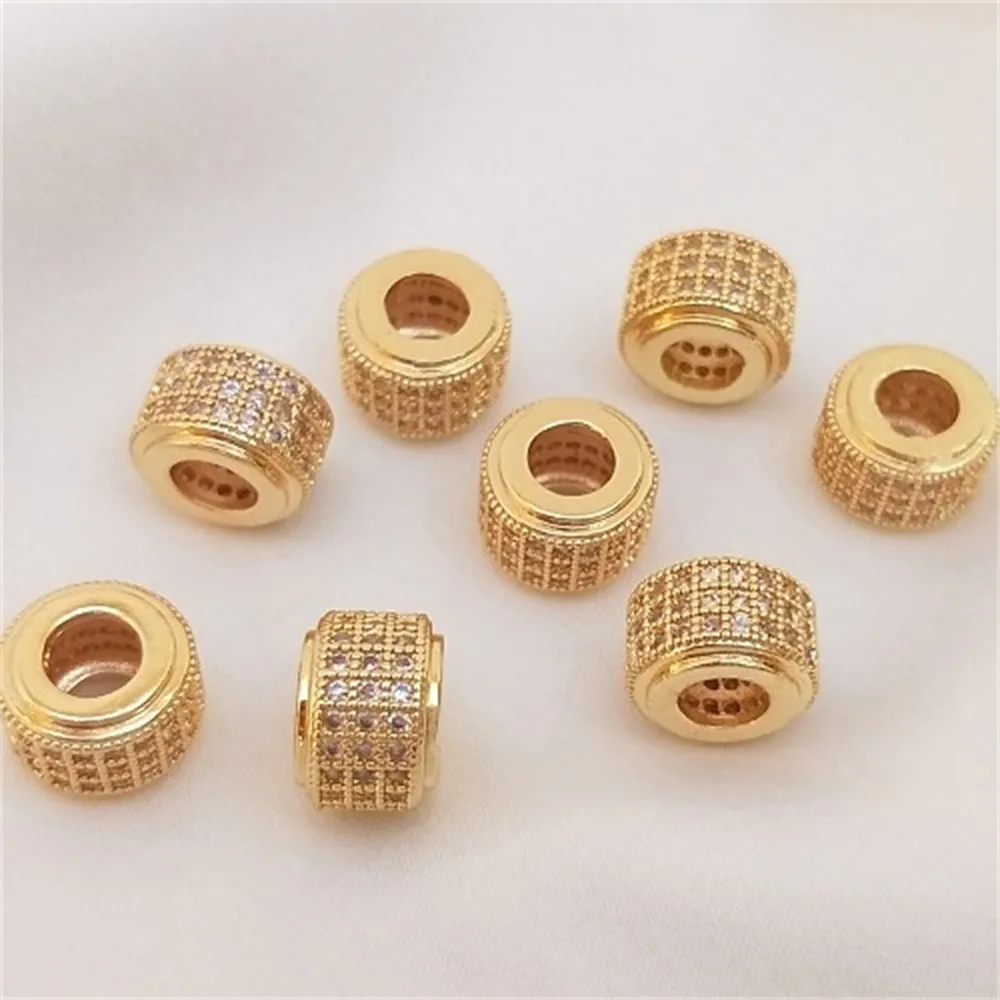 14K Gold Package with Micro Inlaid Zircon Road Pendant Wheel Beads Cylindrical Separated Beads Handmade DIY Jewelry Accessories
14K Gold Package with Micro Inlaid Zircon Road Pendant Wheel Beads Cylindrical Separated Beads Handmade DIY Jewelry Accessories