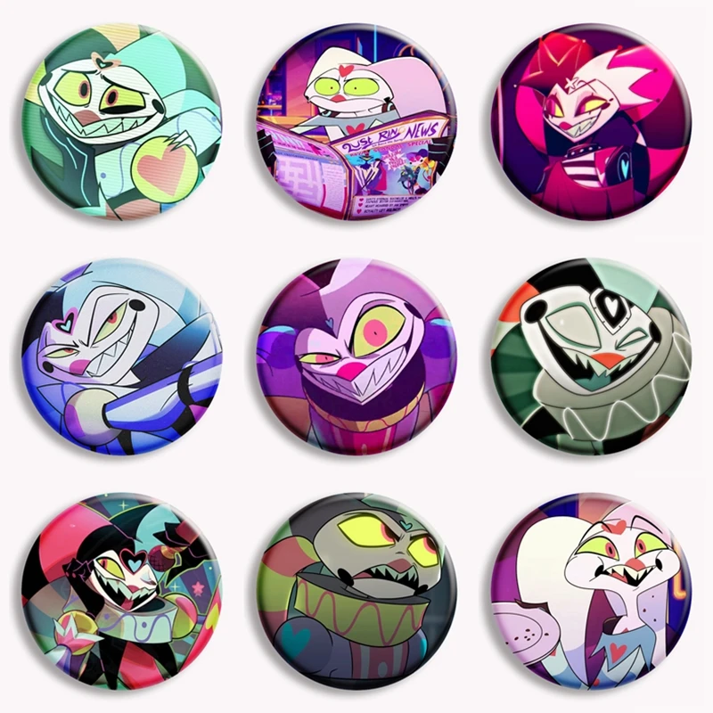 

Anime Helluva Boss Button Pin Cartoon Character Fizzarolli Cute Brooch Badge For Bag Accessories Fans Collect Gift 58mm