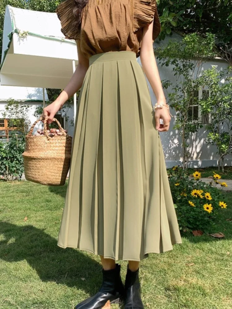 Spring Summer Chic Elegant Pleated Long Skirts Korean Fashion High Waist Office Lady Casual A-line Skirts Beach Vacation Clothes
Spring Summer Chic Elegant Pleated Long Skirts Korean Fashion High Waist Office Lady Casual A-line Skirts Beach Vacation Clothes