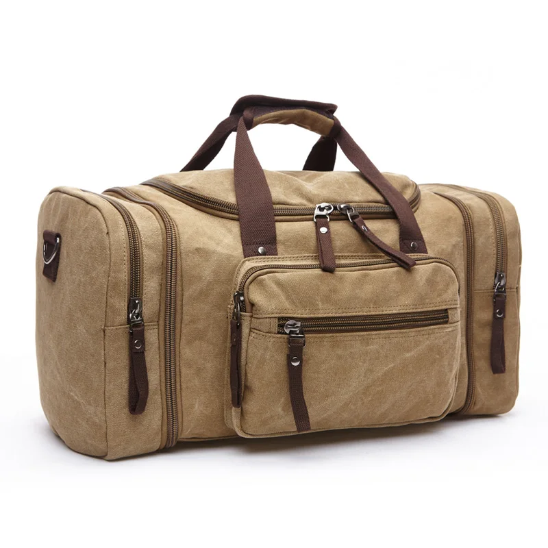 

Large Capacity Men Hand Luggage Travel Duffle Bags Canvas Travel Bags Weekend Shoulder Bags Multifunctional Overnight Duffel Bag