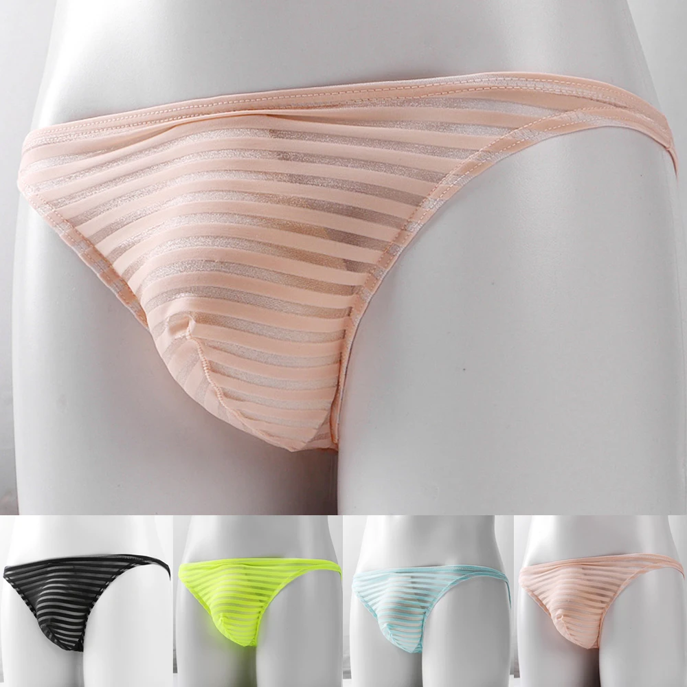 New Sexy Mens Bikini Briefs Striped Transparent Panties Bulge Pouch Thongs Low Rise Breathable Underwear Трусы Мужские
New Sexy Mens Bikini Briefs Striped Transparent Panties Bulge Pouch Thongs Low Rise Breathable Underwear Трусы Мужские