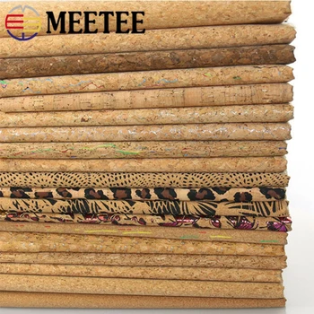 Meetee 90X138cm Natural Cork Imitation Leather Fabric Printed PU Bag Decoration Cloth DIY Luggage Home Shoes Gift Accessories