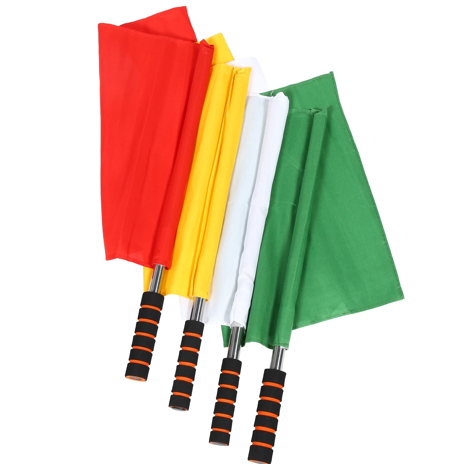 

4 шт. флаг рефери, маленькие флаги для рук, сигнал, спортивный рефери из нержавеющей стали