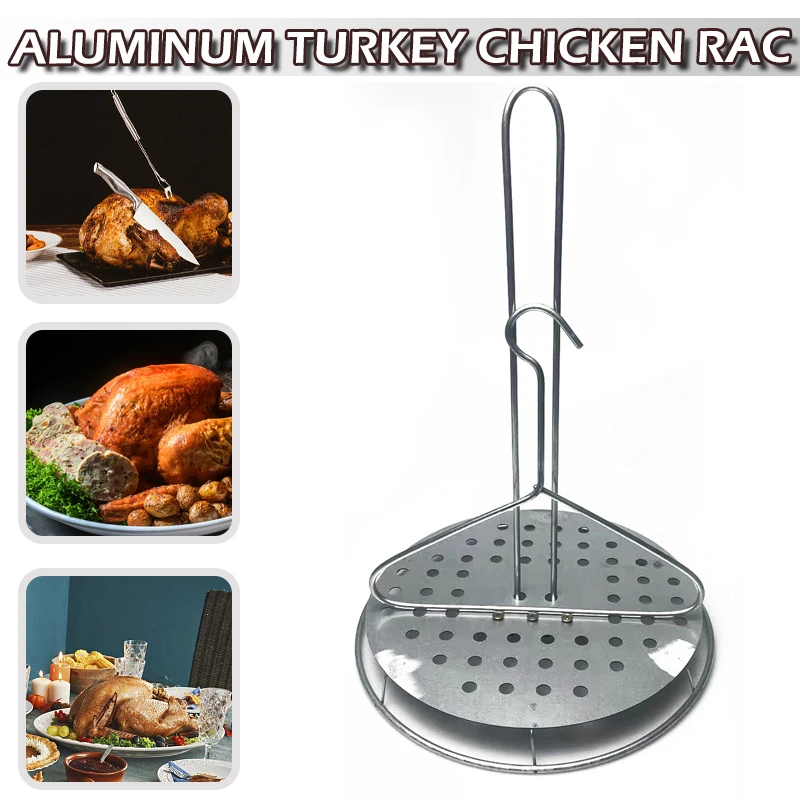 Perforated Aluminum Turkey Chicken Rack Vertical Chicken Roaster Rack Chicken Deep Frying Rack With BBQ Accessories Tools
Perforated Aluminum Turkey Chicken Rack Vertical Chicken Roaster Rack Chicken Deep Frying Rack With BBQ Accessories Tools